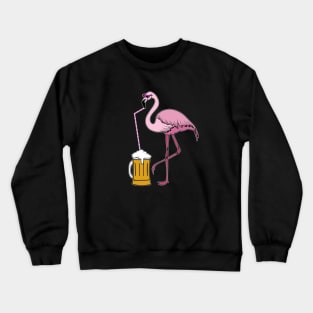 Flamingo drinking beer Funny Tropical Crewneck Sweatshirt